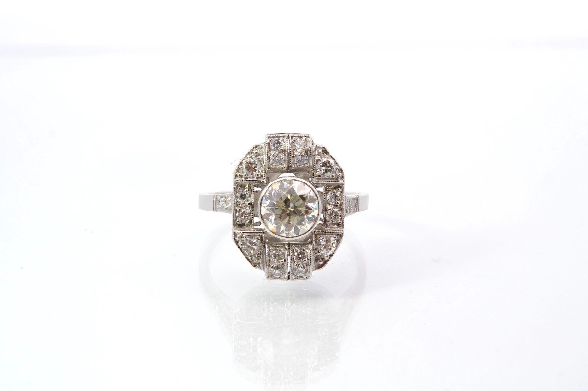 Vintage Art Deco Ring Set With Diamonds-photo-2