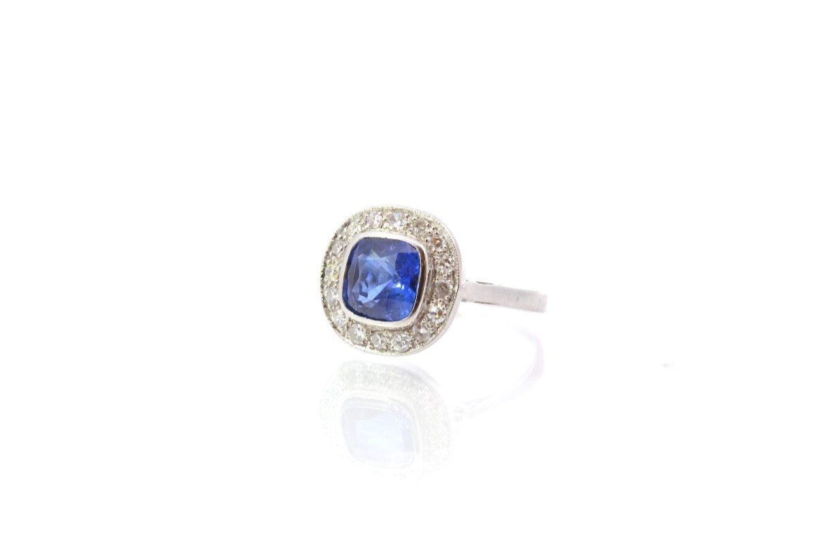 Bague Vintage Saphir Diamants-photo-4