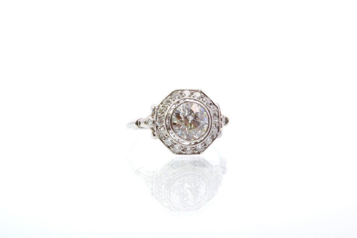 Bague Art Déco Vintage Sertie De Diamants-photo-3