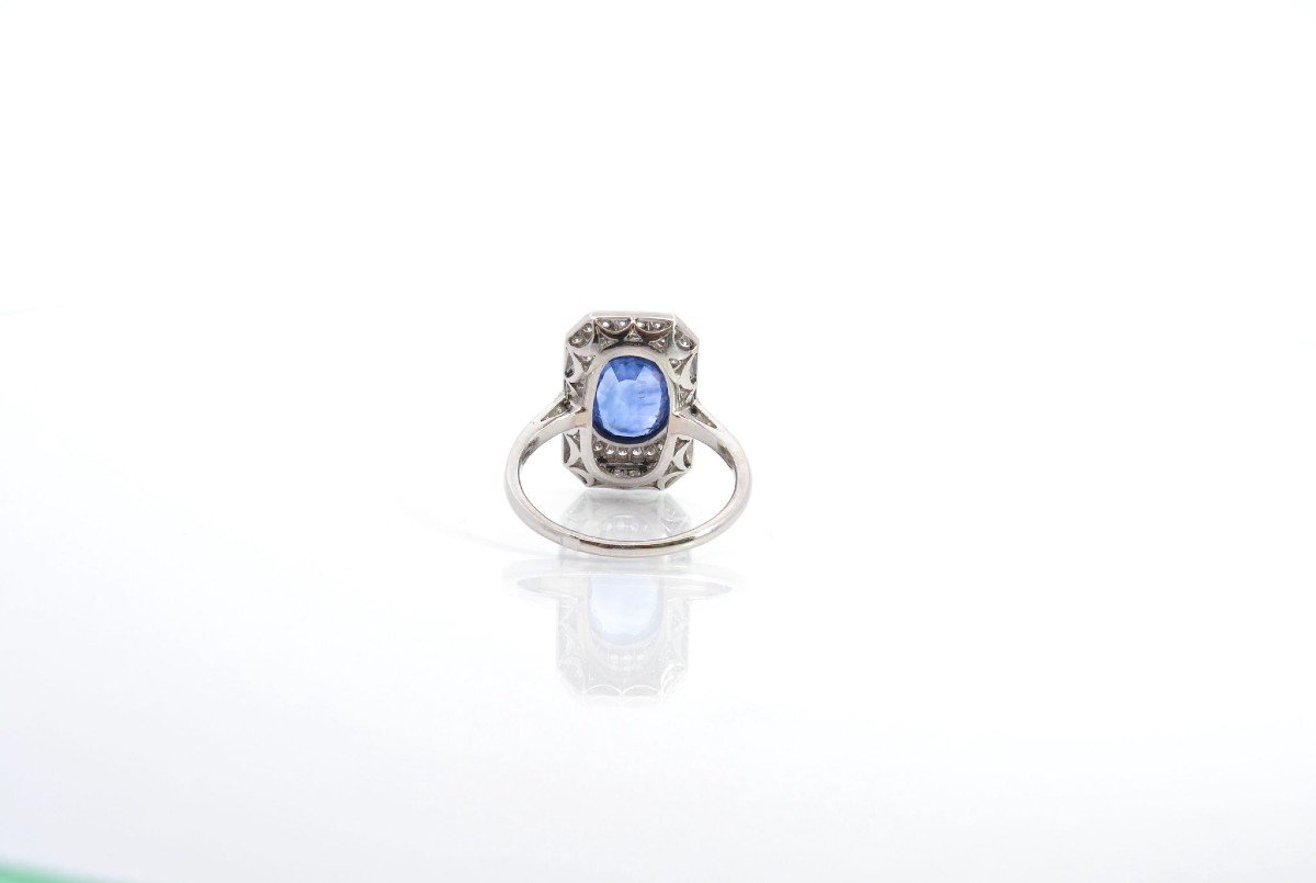 Bague Art Déco Saphir Et Diamants En Platine-photo-1