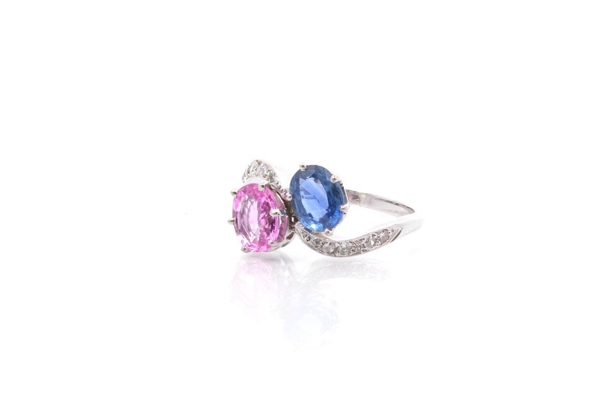 Vintage Toi Et Moi Sapphire And Diamond Ring In Platinum
