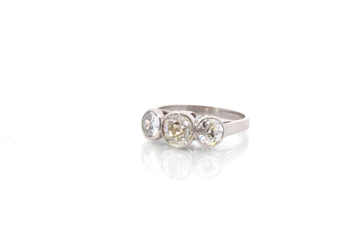 Bague Vintage Trilogie Diamants En Platine-photo-4