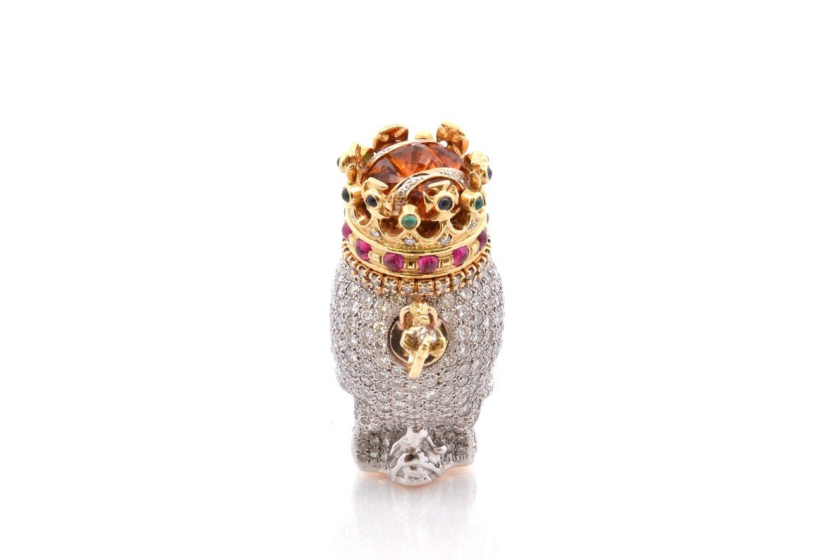 Skull Pendant Diamonds, Rubies, Emeralds And Citrine In 18k Gold-photo-1