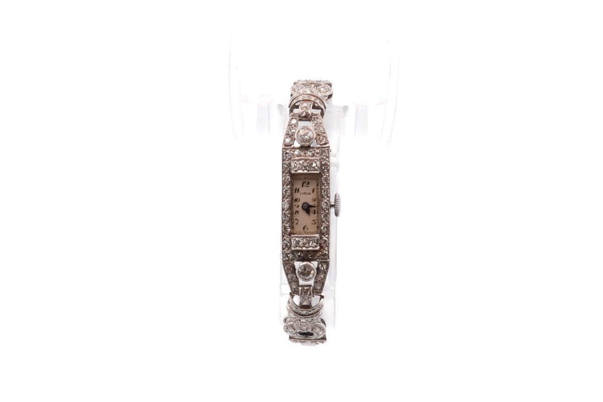 Art Deco Diamond Watch In Platinum