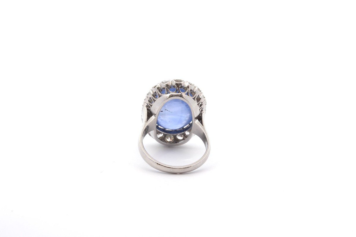 Bague Saphir Cabochon De 17,65 Cts Et Diamants-photo-1