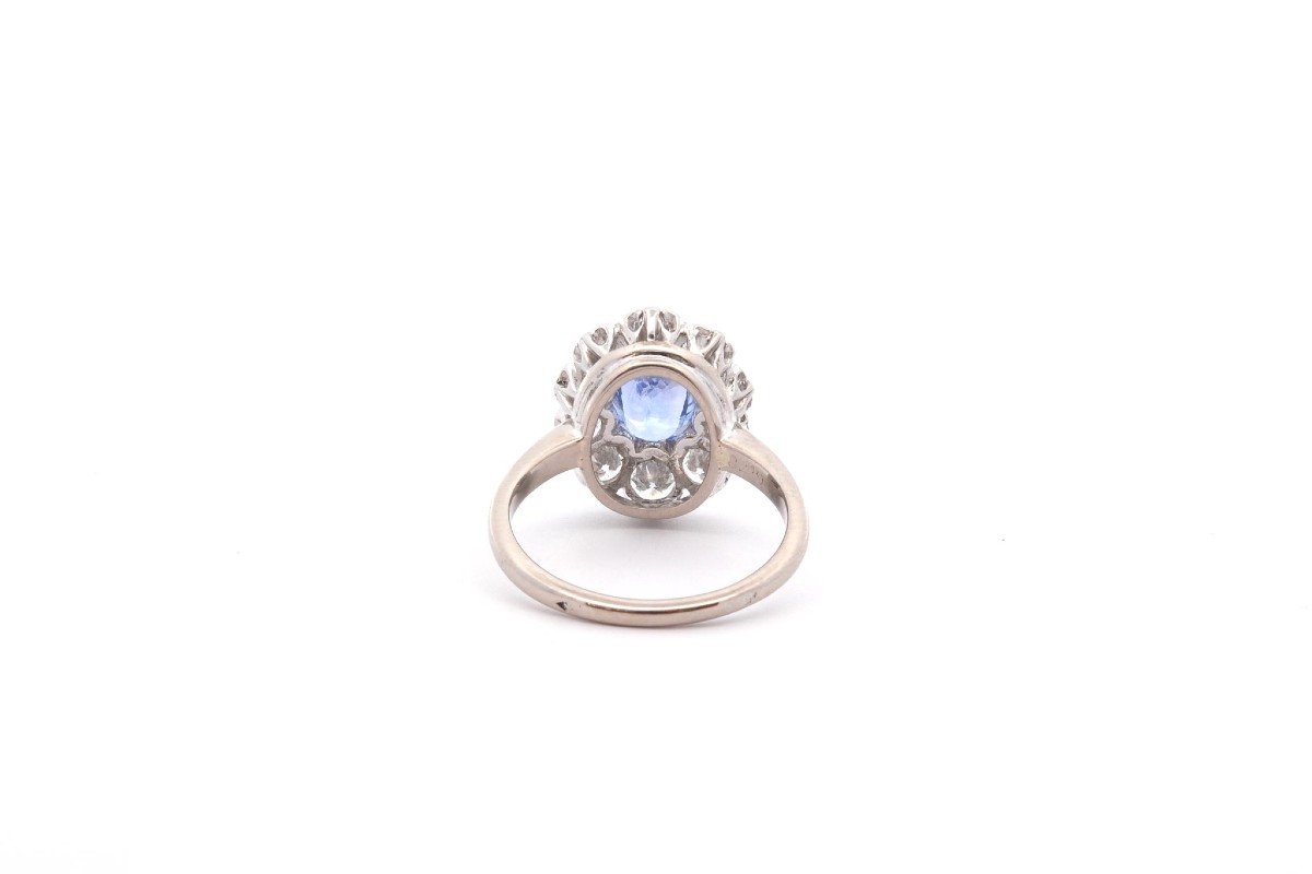 Bague Vintage Saphir De Ceylan 1,58cts Et Diamants-photo-1