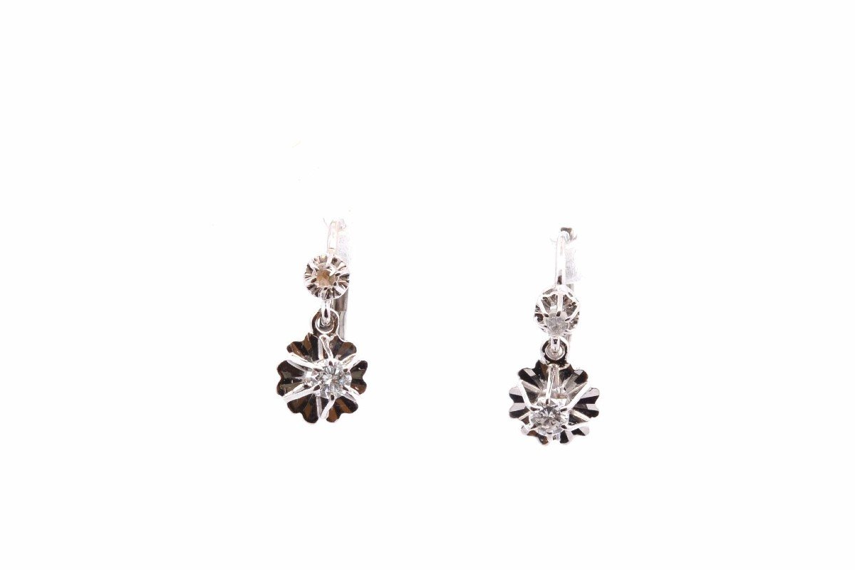 Boucles D’oreilles Vintage Diamants En Or 18k