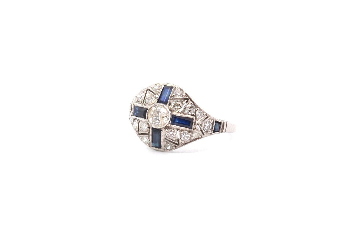 Bague Art Déco Diamants Et Saphirs