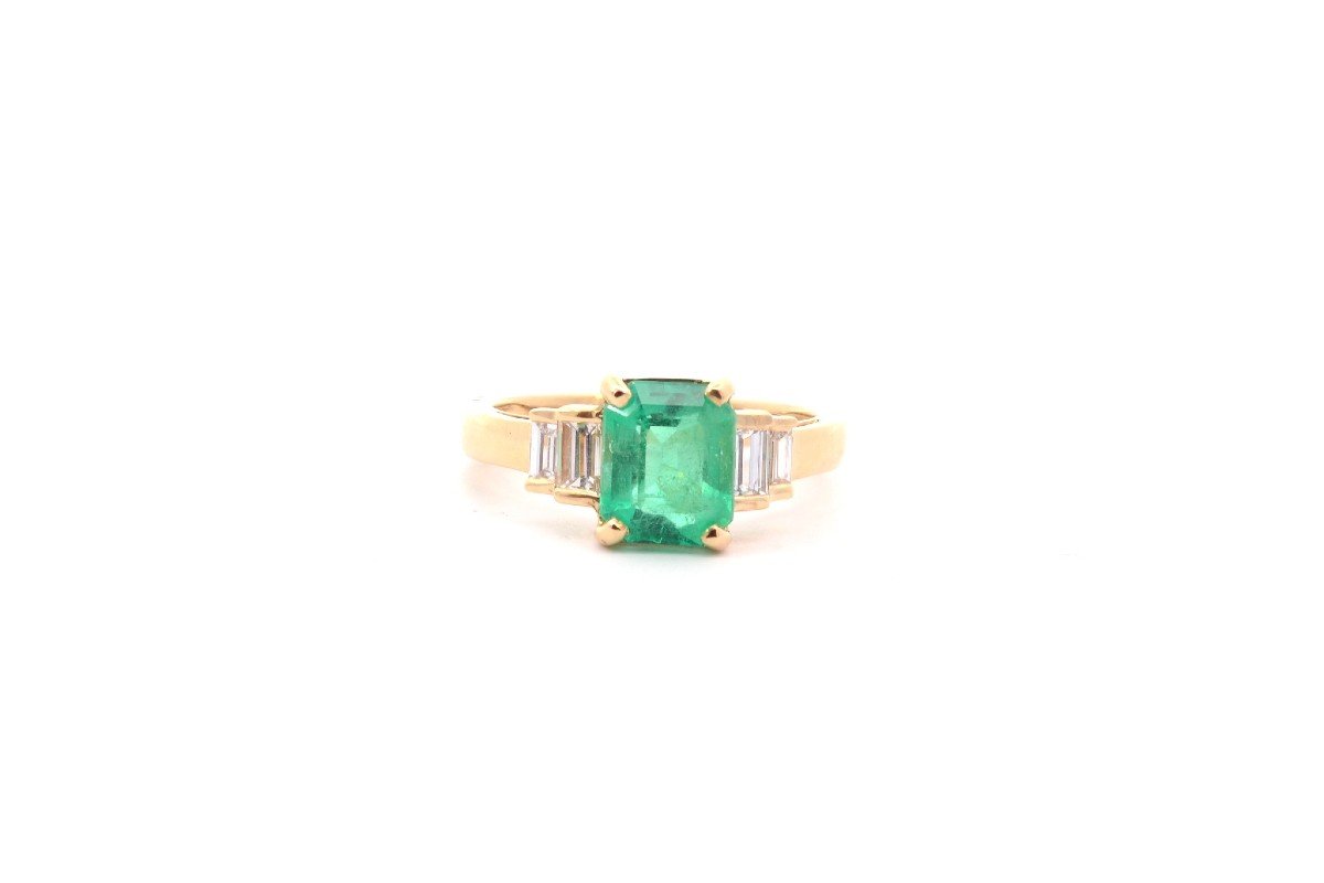 Bague émeraude 1,53 Cts Et Diamants-photo-2