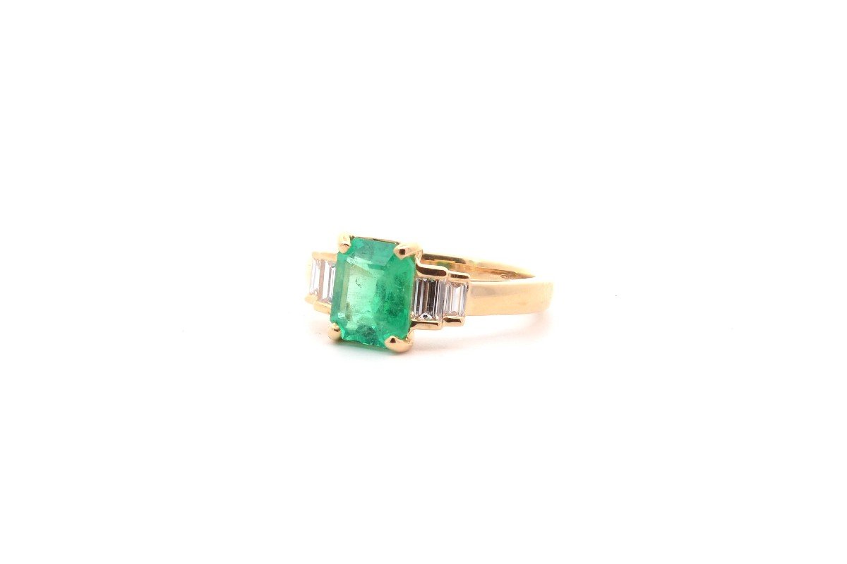 Bague émeraude 1,53 Cts Et Diamants-photo-4