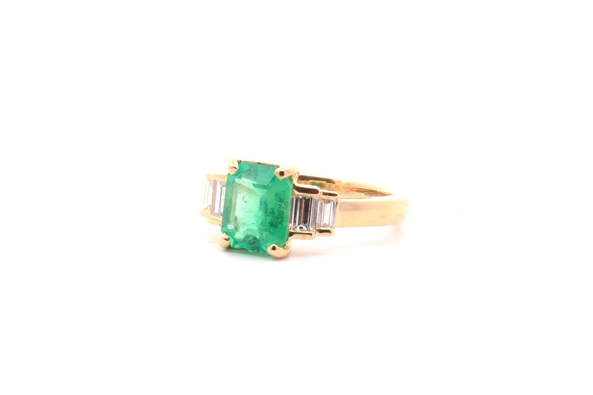 Bague émeraude 1,53 Cts Et Diamants
