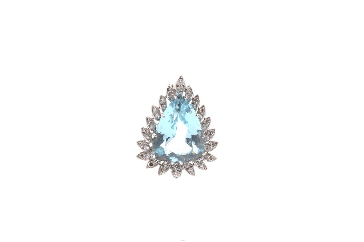 Pendentif Vintage Aigue-marine Et Diamants-photo-2