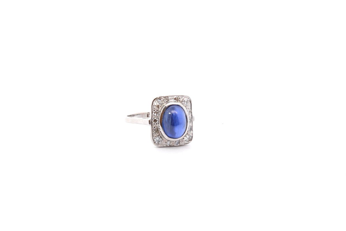 Vintage Cabochon Sapphire And Diamond Ring-photo-3