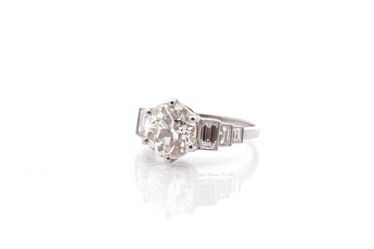 Bague Diamant De 3,18cts En Platine