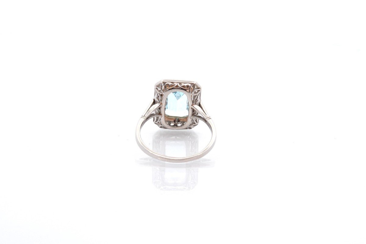 Bague Art Déco Aigue-marine Et Diamants-photo-1