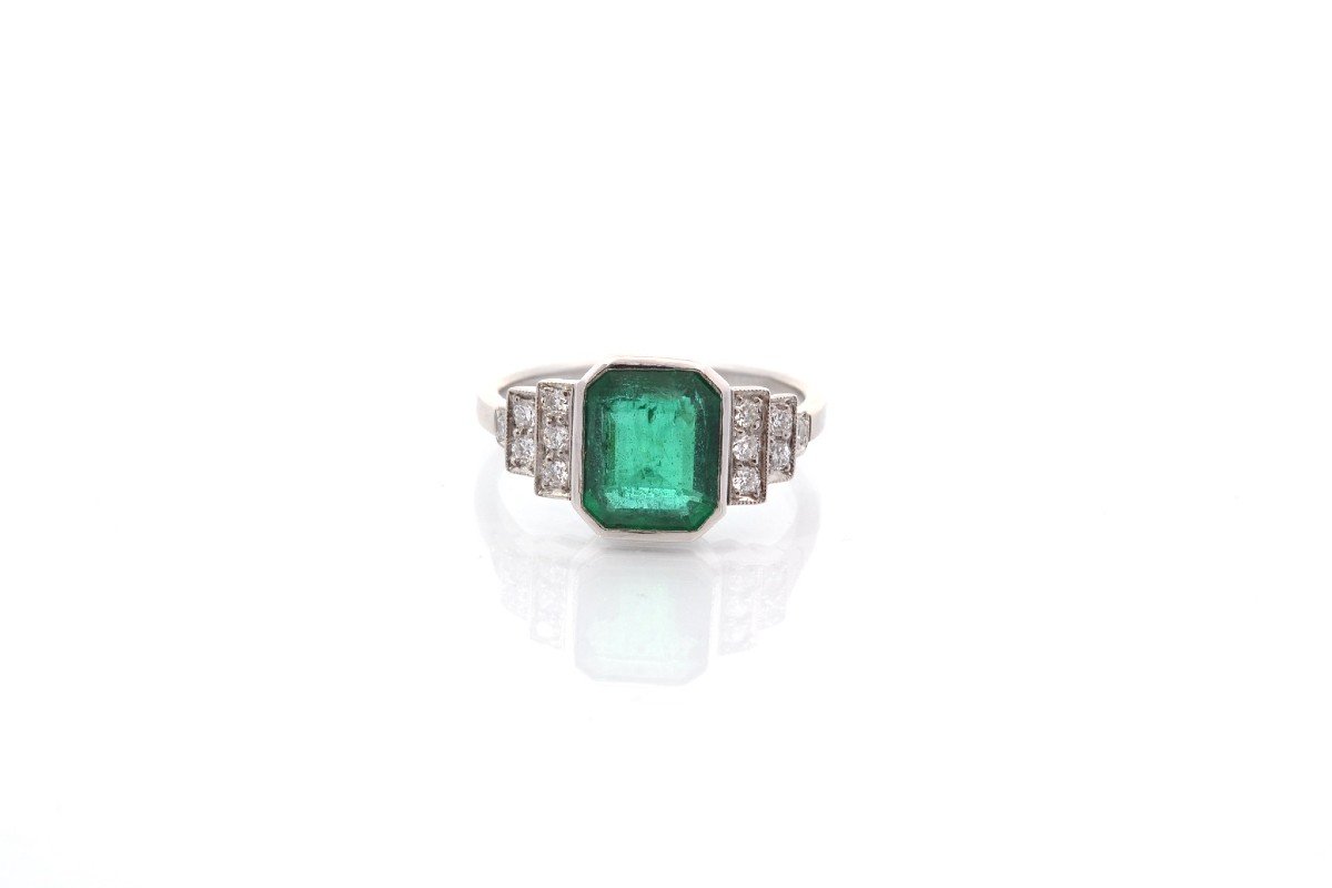 Vintage 2.65ct Emerald And Diamond Ring-photo-2