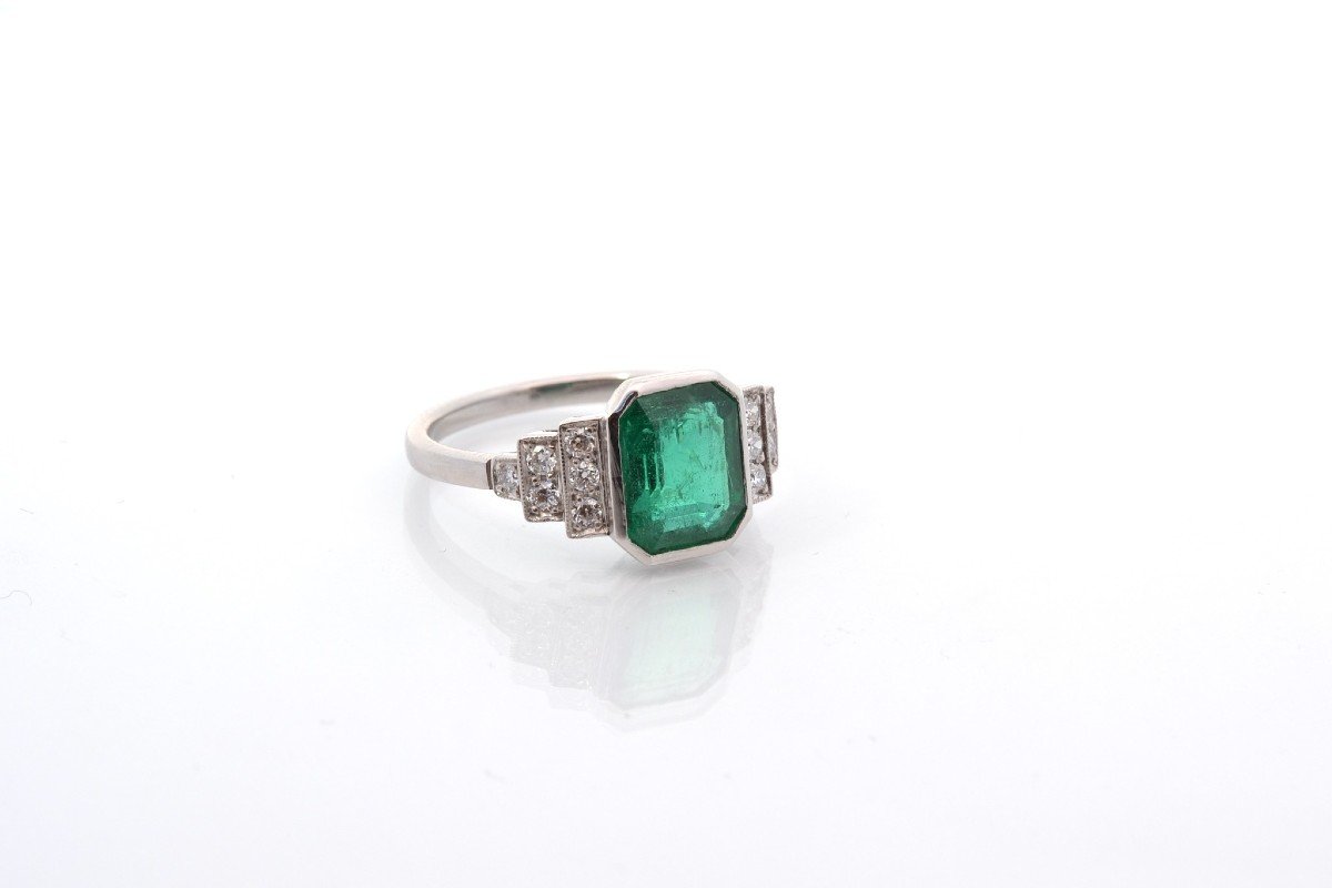 Vintage 2.65ct Emerald And Diamond Ring-photo-3