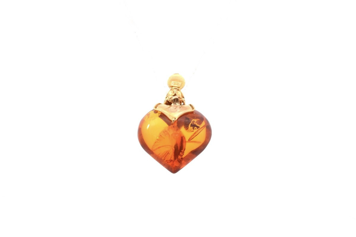 Vintage Amber And 21k Gold Pendant-photo-3