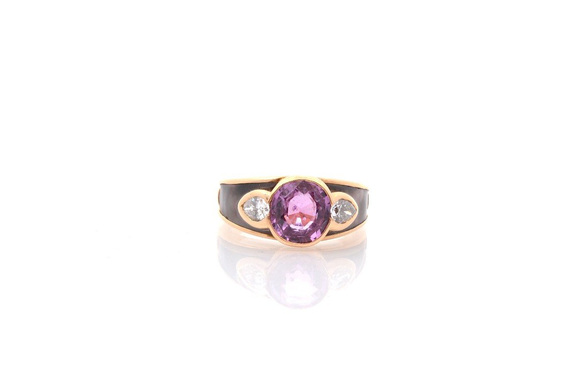 Bague Mauboussin Saphir Rose De 2,06cts Et Diamants-photo-2