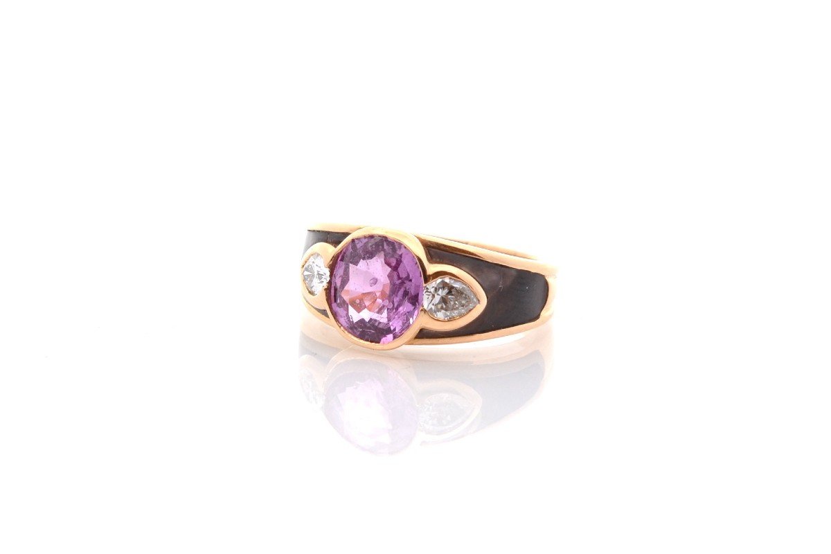 Bague Mauboussin Saphir Rose De 2,06cts Et Diamants