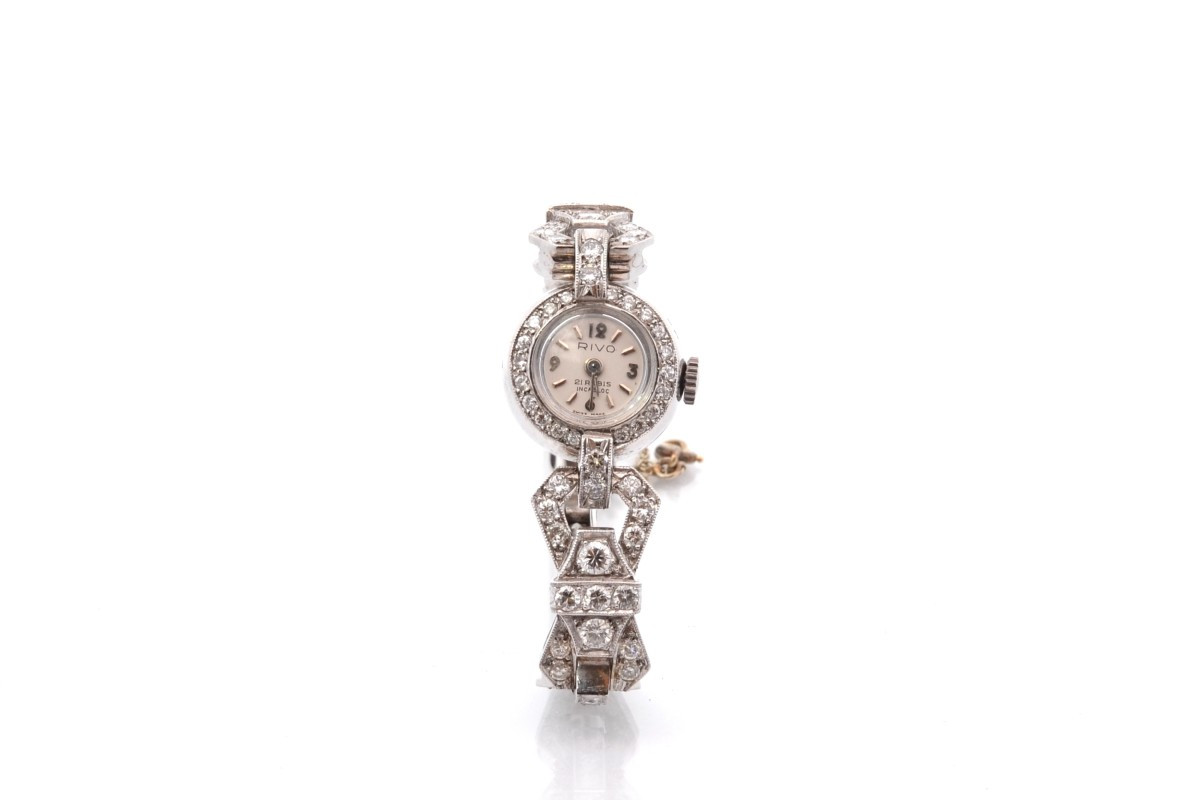 Art Deco Diamond Watch In 18k Gold