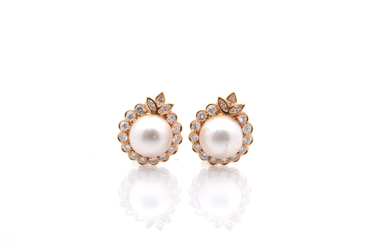 Mabé Diamond And Pearl Earrings-photo-2