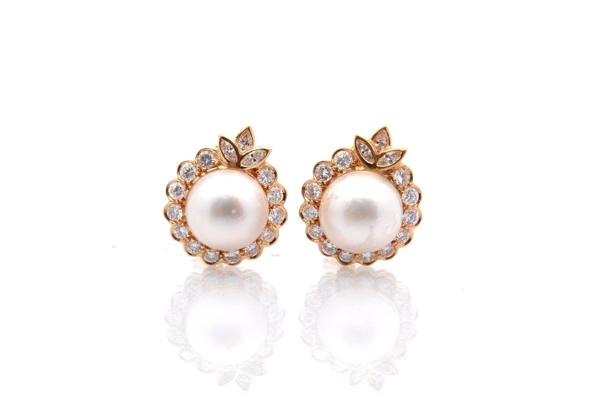 Mabé Diamond And Pearl Earrings