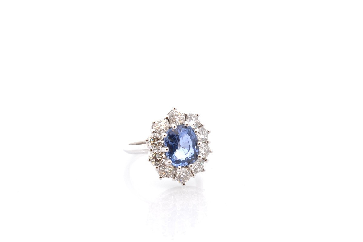 Bague Marguerite Saphir De 4,05cts-photo-3