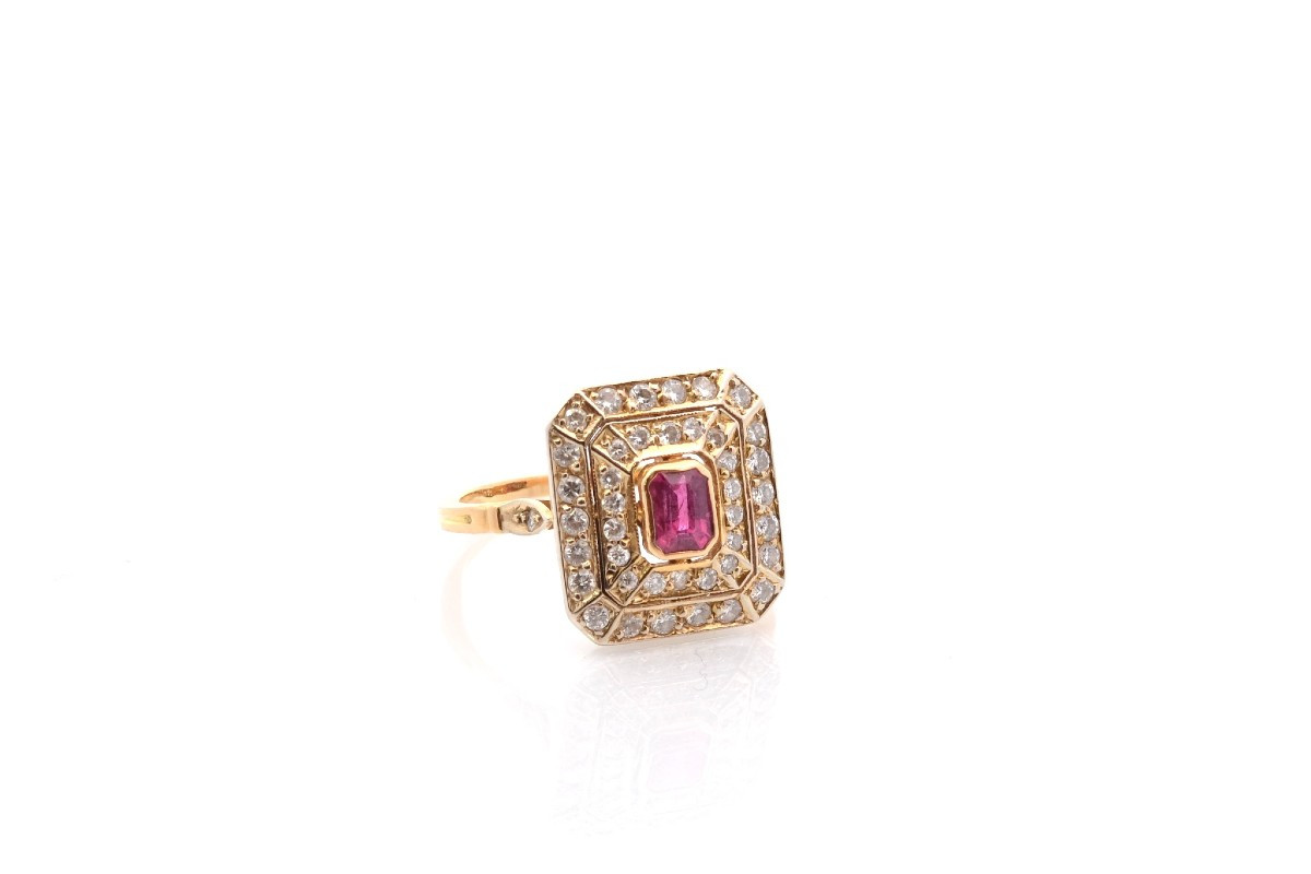 Vintage Ruby And Diamond Ring In 18k Gold-photo-3
