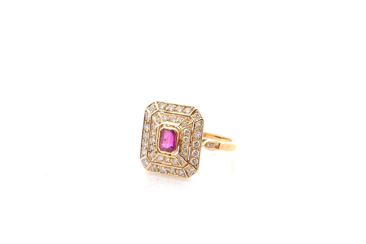 Vintage Ruby And Diamond Ring In 18k Gold-photo-4