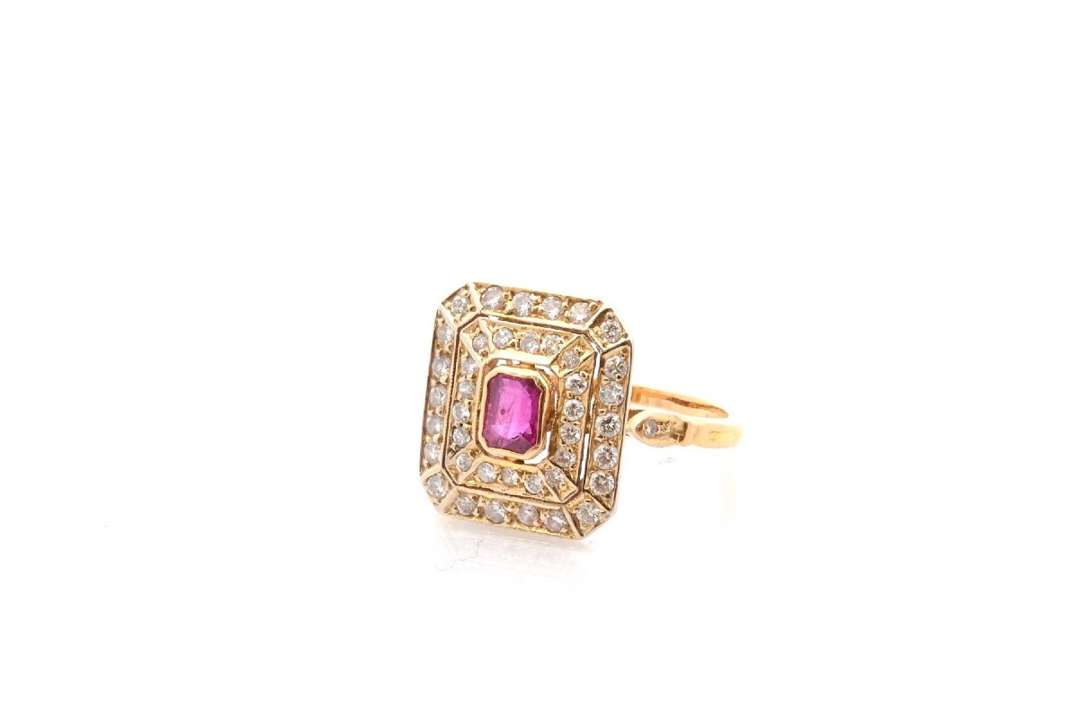 Vintage Ruby And Diamond Ring In 18k Gold