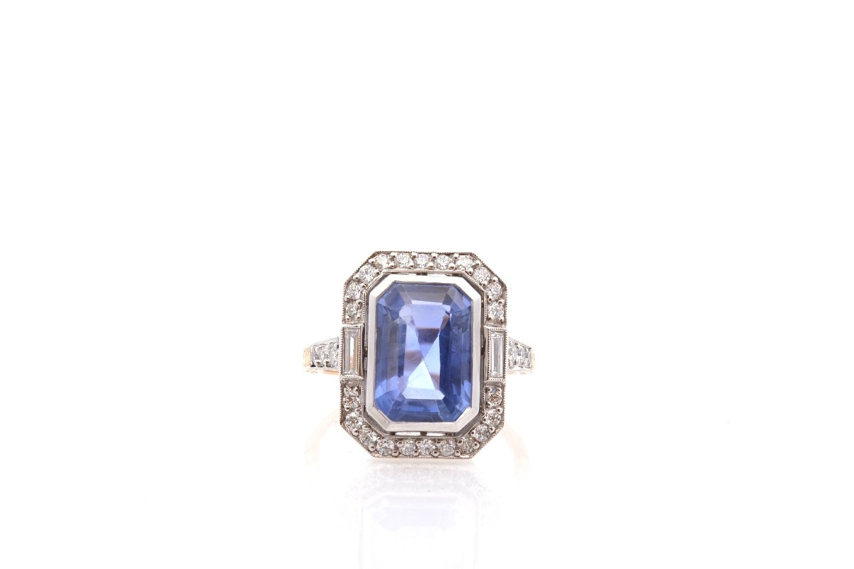 Bague Saphir De 6,45cts Et Diamants-photo-2