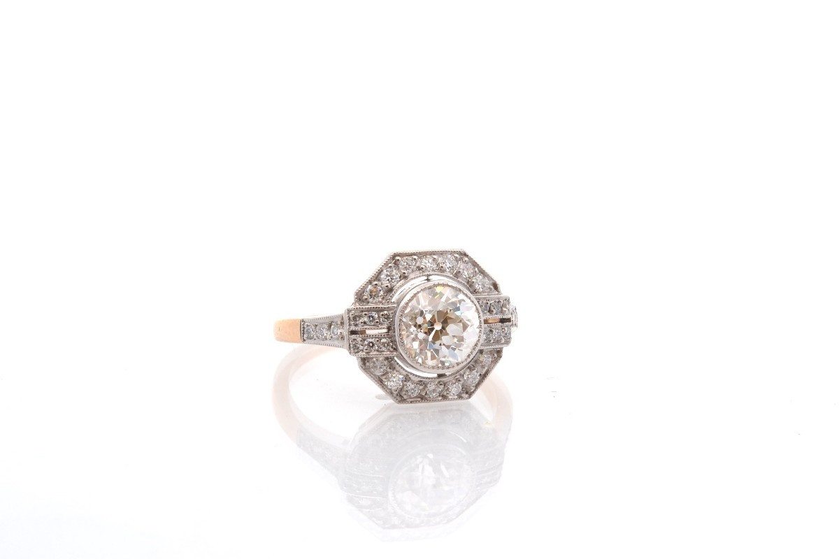 Bague Diamant De 1,24cts En Or Et Platine-photo-3