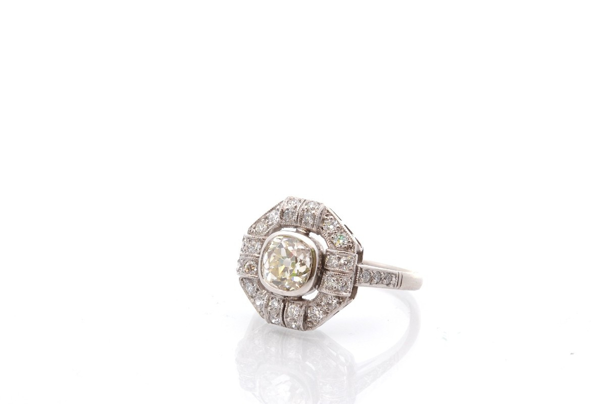Art Deco Diamond Ring 1.11cts M/vs2-photo-4