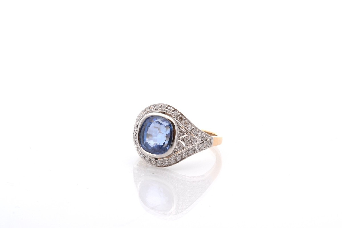 Bague Saphir De 5,65cts Et Diamants-photo-4