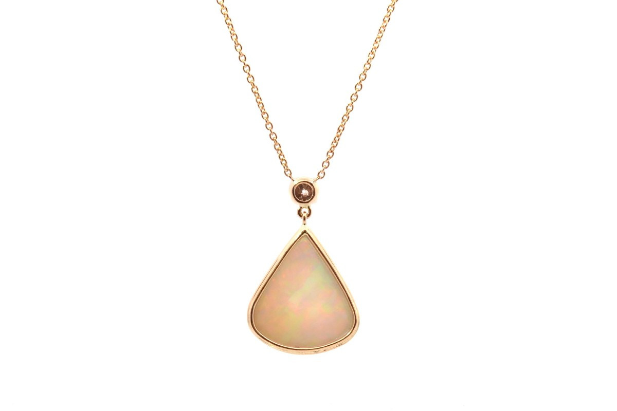 Collier opale et diamant brun en or 18k-photo-3