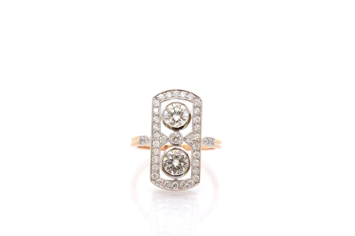 Art Deco Diamond Ring In Gold And Platinum-photo-2