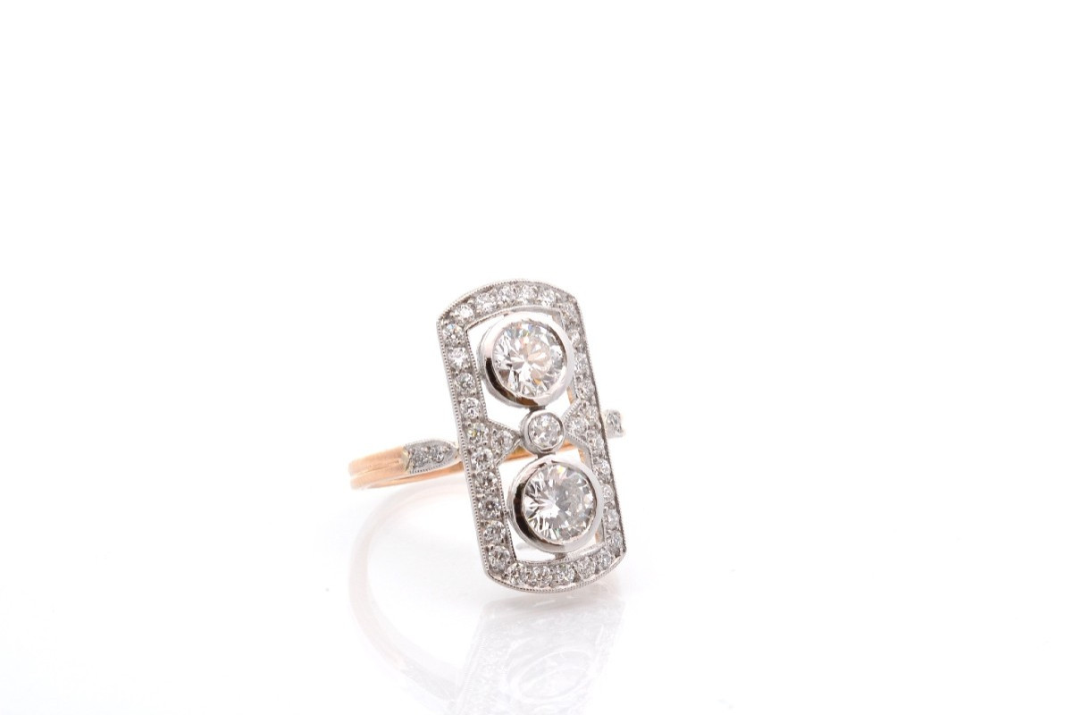 Art Deco Diamond Ring In Gold And Platinum-photo-3