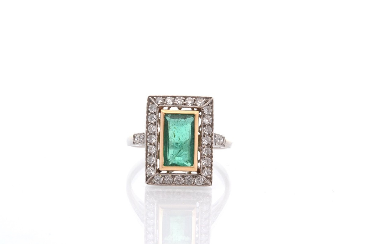Art Deco Emerald And Diamond Ring-photo-2