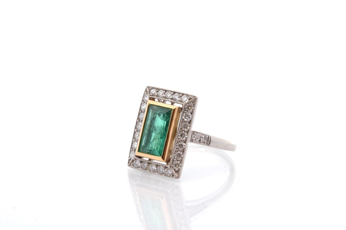Art Deco Emerald And Diamond Ring-photo-4