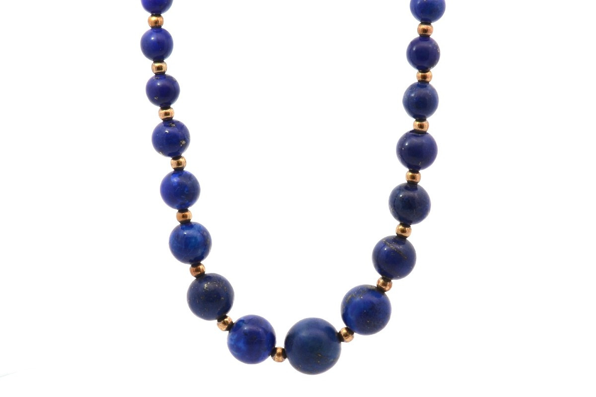 Collier perles en lapis-lazuli et or 18k