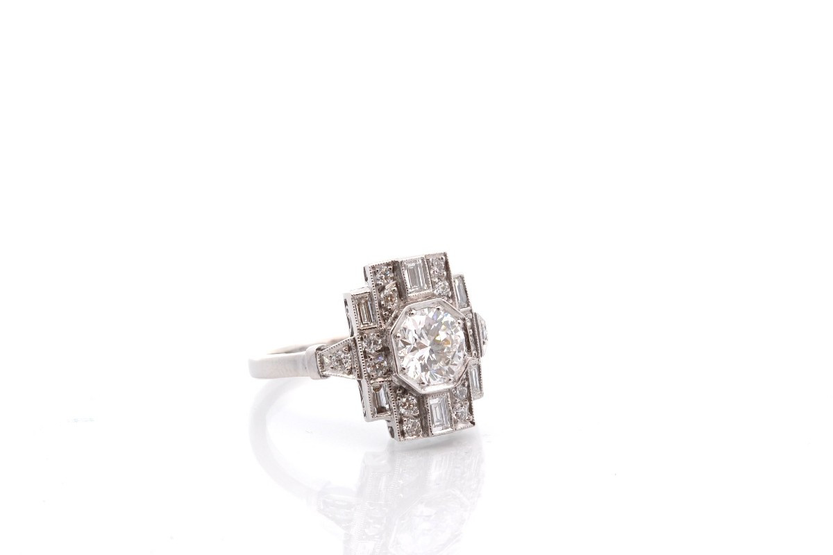 Bague art déco diamant 0,99ct F/VS1-photo-3