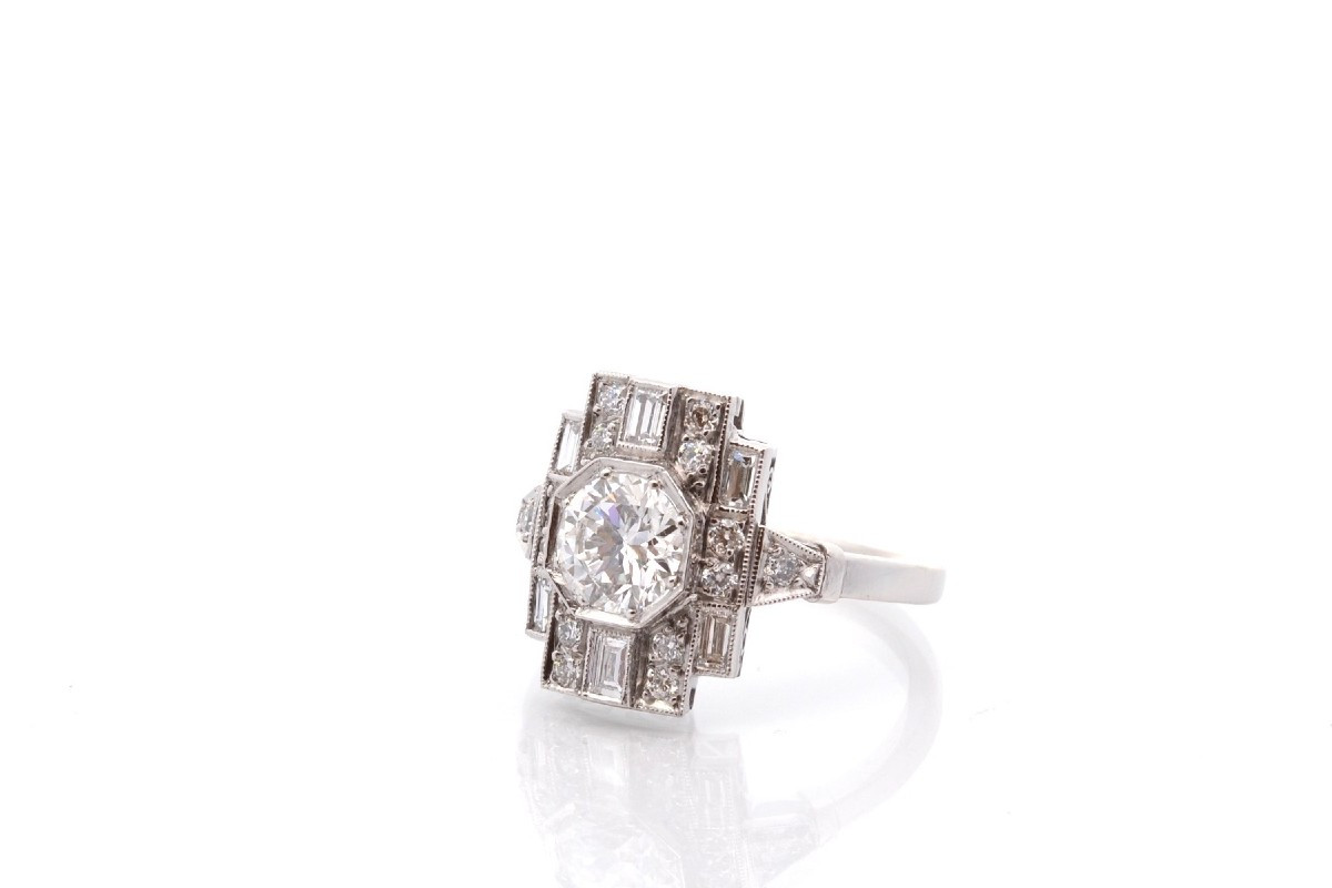 Bague art déco diamant 0,99ct F/VS1