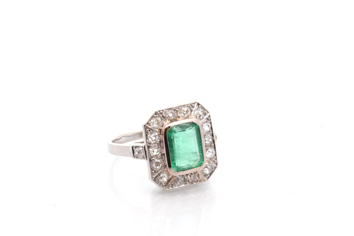 2.22ct Emerald And Diamond Art Deco Ring-photo-3
