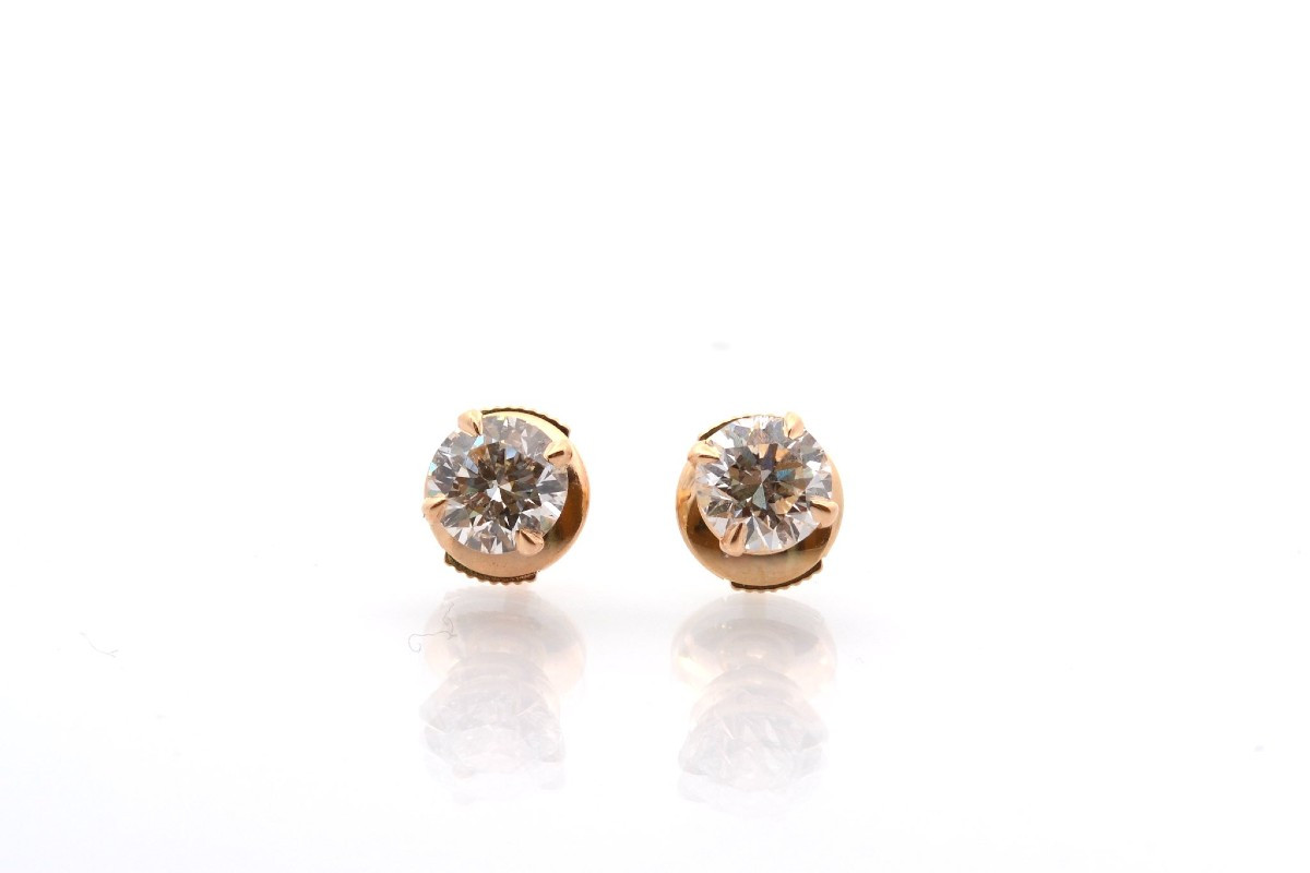 18k Gold Diamond Stud Earrings-photo-2