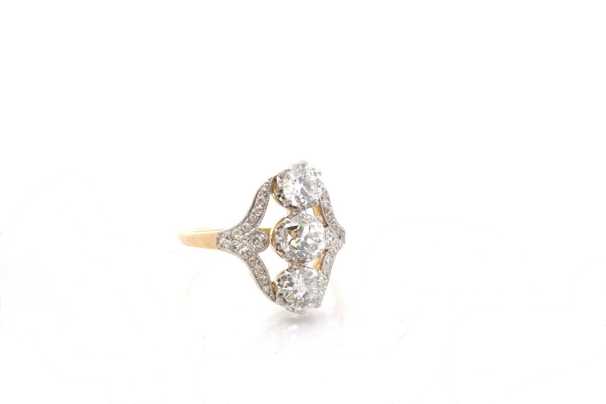 Bague ancienne trois diamants-photo-3