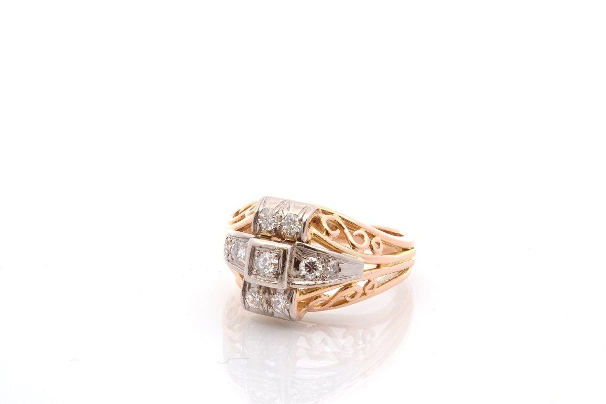 Vintage Diamond Ring In 18k Gold-photo-4