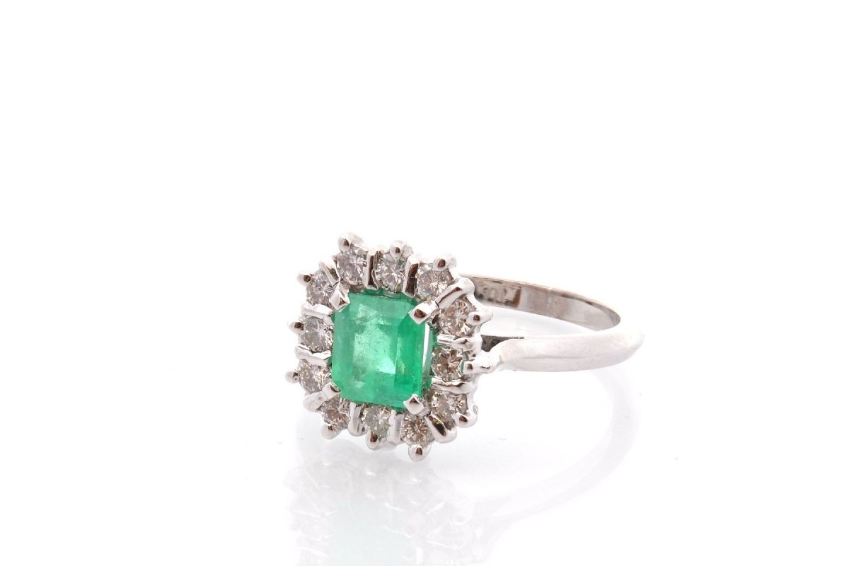 Bague vintage émeraude et diamants