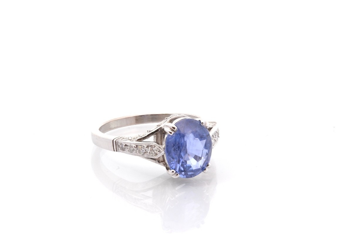 Bague saphir de 2,86cts et diamants-photo-3
