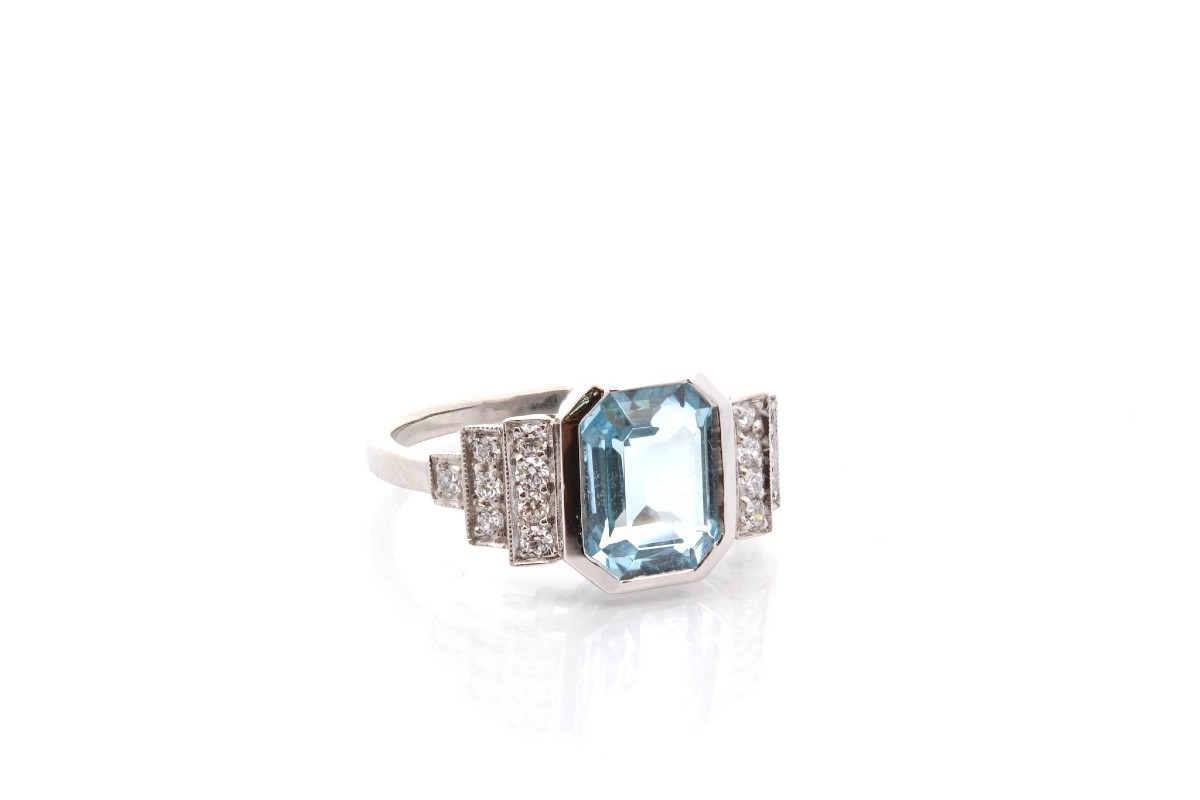 Vintage Aquamarine And Diamond Ring-photo-3